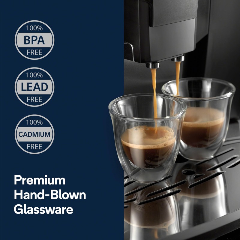 DeLonghi 3oz Espresso Double Wall Thermal Glasses, Set of 2