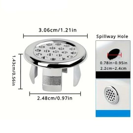 NOIAFZY 8 Pieces Pack Plastic Chrome Plated Circular Drainage Cover for Bathroom Kitchen Basin Sink - Overflow Cover Ring Plug Replacement, Basin Accessories