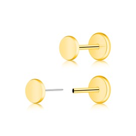 ZDE Frauen Ohrringe Threadless flachen Rücken Punkt 14k Gold Ohrringe Titan Hypoallergene Knorpel Non-Nickel Push Back Ohrring Ohrstecker für empfindliche Ohren einfache Ohrstecker (Gold, 3MM)