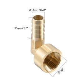TA-VIGOR 1Pcs Brass Hose Barb Fitting Elbow, 12mm Barbed x G1/2 Female 90 Degree Pipe Connector Adapter for Water Fuel Air