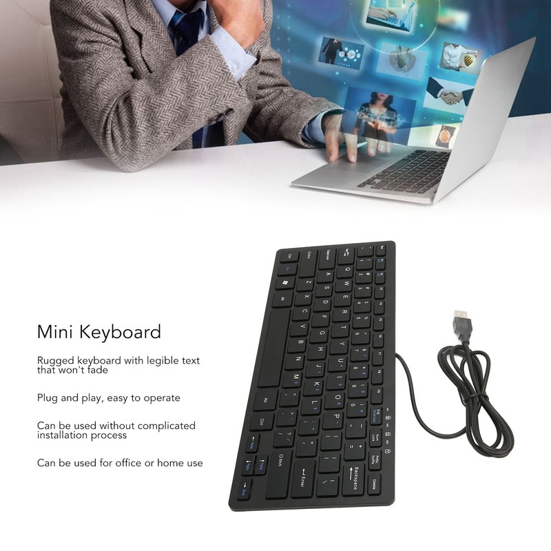 Mini Keyboard Mini Ultra Thin 78 Keys USB Wired Keyboard