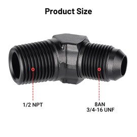 EVIL ENERGY 8AN Male Flare to 1/2" NPT Pipe 45 Degree Fitting Adapter Aluminum Black