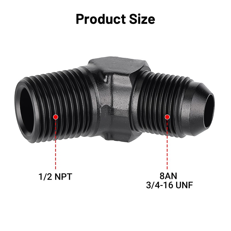 EVIL ENERGY 8AN Male Flare to 1/2" NPT Pipe 45
