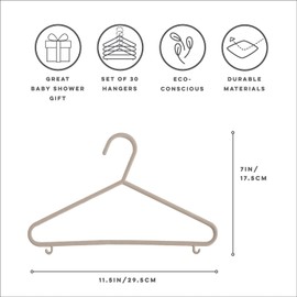 3 Sprouts Sustainable Wheat Straw Plastic Toddler & Kids Hangers – Pack of 30 Infant Baby Clothes Hangers for Closet Organization – Small Children's Hanger for Nursery - Speckled Beige