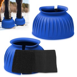 Abbylike 1 Pair Horse Bell Boots Protect Against Hoof Impact Trauma Rubber Bell Boot for Horse Cute Horse Boots Horse Care Boots for Turnout No Rub Design Quick Wrap Hook and Loop(Dark Blue,X-Large)