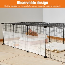 Pet Cage Fence Shield, 12 Pack Clear Cage Edge Liner Rabbit Cage Plastic Panels, Pet Enclosure Side Panel for Guinea Pig Hamster, Prevents Litter from Coming out of the Cage, Keeping the Floor Clean