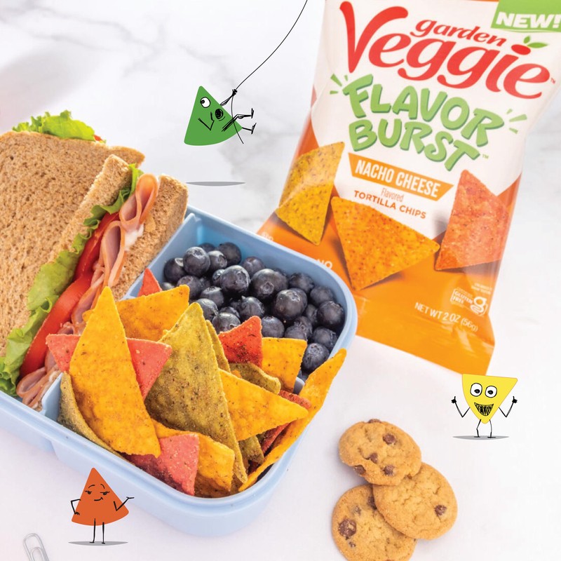 Sensible Portions Garden Veggie Flavor Burst Tortilla Chips, Nacho, 2