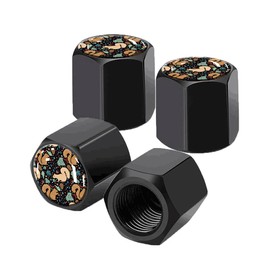 Tire Valve Stem Caps 4 Pack, Car Wheel Stem Caps,Aluminum Air Valve Covers Universal Fit for Cars, SUVs,Trucks, Bikes, and Motorcycles(Cute Funny Squirrel and Leaves)