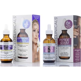 ADVANCED CLINICALS 2 PACK SET SUERO FACIAL PEPTIDOS ANTI ARRUGAS CON TRECE ANTIOXIDANTES ORGANICOS SUERO FACIAL ACIDO HIALURONICO HIDRATANTE CON VITAMINA C Y E, TE VERDE Y ALOE VERA 52ML/CU