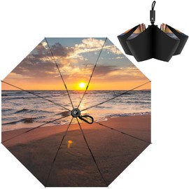 Sun Shade Folding Umbrella, One-Touch Auto Open and Close, Compact Travel Umbrella for Rain, Windproof, Portable, Automatic, Strong, Durable, Premium Handle Folding Umbrella, For Rain or Shine, Cute,