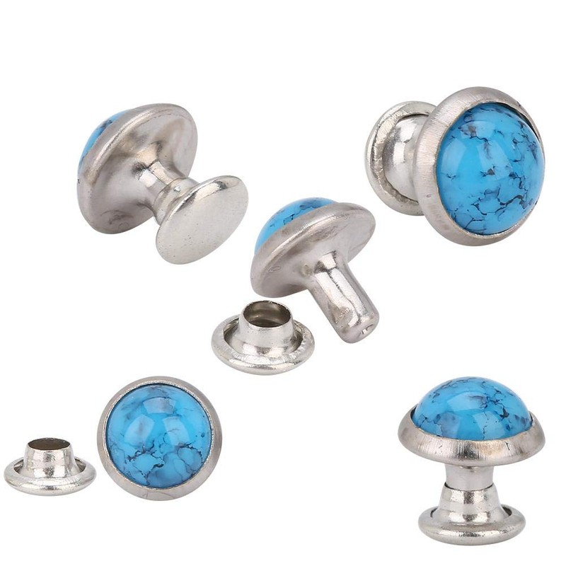 50 Pieces 8 mm DIY Buttons Turquoise Quick Rivets Studs