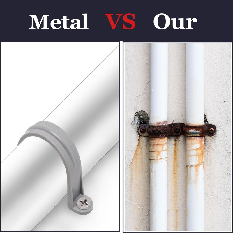 Pipe Strap Clamp, 2-Holes Plastic Conduit Pipe Clamps PVC Pipe