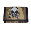 Wallet-tri Fold With Key Chain Pocket Chain Bone Skull