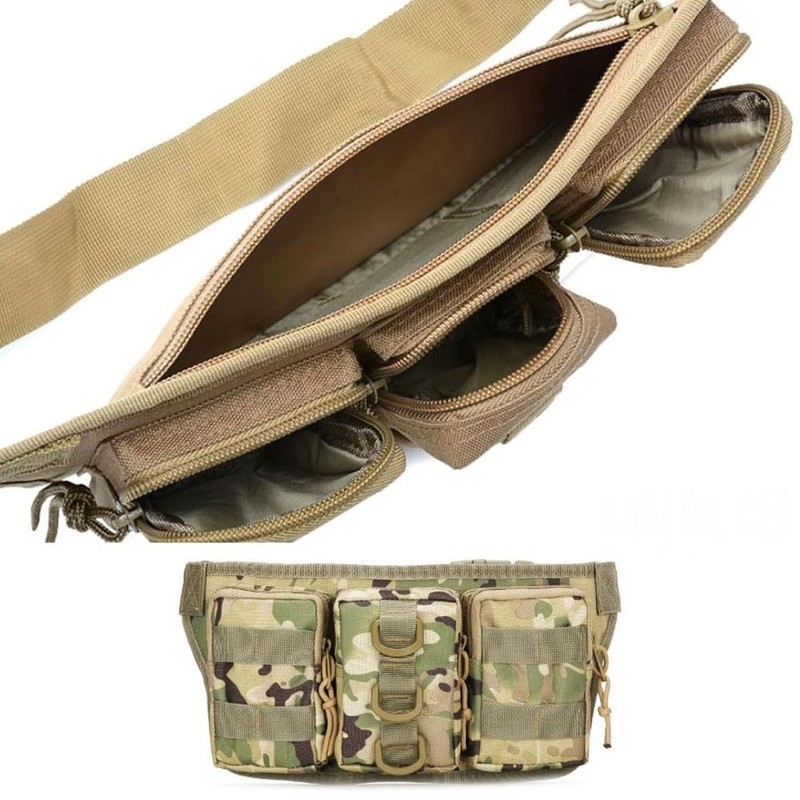 Multicam Camo Tactical Waist Pack with MOLLE Pouches Bum Bag