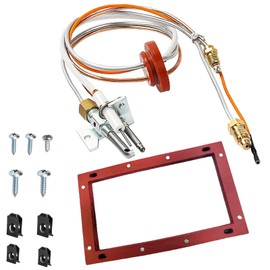 SP20075, SP20305A Pilot and Igniter Assembly Replacement Kit Compatible with GE, Richmond, Rud, Rheem Natural Gas Water Heater Parts, Includes Pilot Assembly, Burner Door Gasket, Screws, Clips