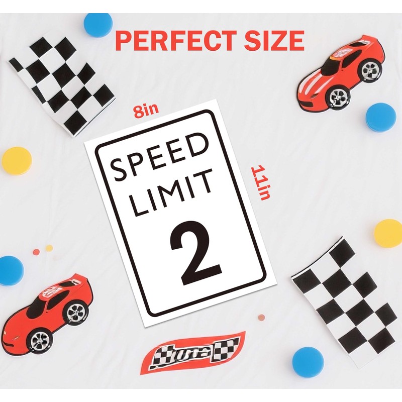 Race Car Birthday Sign, Speed Limit 2, 8×11 Sign with