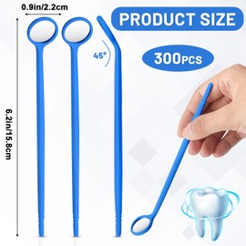 Geiserailie 300 Pcs Disposable Dental Mirror Anti Fog Mouth Mirror Individually Packed Dental Mirror for Teeth Oral Teeth Mirrors with Handles Plastic Tooth Mirror Dental Tool for Household (Blue)