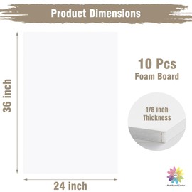 Mat Board Center, Pack of 10 Acid-Free Foam Boards, 24x36 inch White Foam Boards, 3/16" Thick