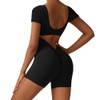 KOEMCY Women's Jumpsuit Short Tight Sports Romper Short Sleeves Bodysuit