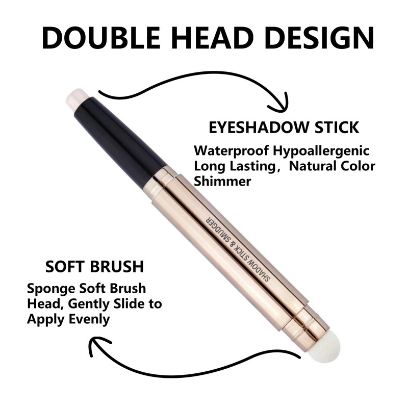 Qeetvia Silver Gray Eyeshadow Stick Makeup, Long-Lasting Waterproof Eye Shadow