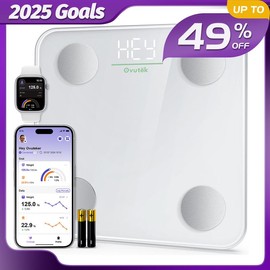 OVUTEK Smart Scale for Body Weight, BMI, and Body Fat Composition, Bluetooth, and Smartphone App Connectivity Weight Scale, Smart High Accuracy Body Fat Scale Digital:_White