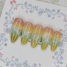 Mood pastel gradient handmade nail tips. Pedi tips - Stiletto M / 무드 파스텔 그라데이션 수제네일팁.페디팁 - 스틸레토M