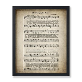 Poster Master The Star Spangled Banner Poster - Hymnal Song Sheet Print - Sheet Music Art - Gift for Him, Her, Musician - Patriotic Decor for Home, Office, Living Room, 16x20 Black Framed