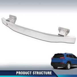 PIT66 Rear Bumper Impact Absorber Reinforcement Bar Compatible with Jeep Cherokee 2014-2018 68096078AB, CH1106220 Silver