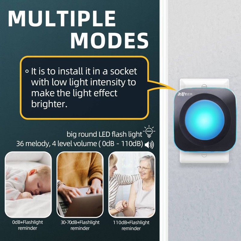 Wireless Doorbell Plug in Door Chimes & Bells 1200 feet