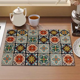 Vmogeicons Coffee Mat, 16x24 inch Coffee Maker Mat for Countertops, Absorbent Dish Drying Mats for Kitchen Counter, Rubber Backed Non Slip Coffee Bar Mats for Coffee Bar Accessories