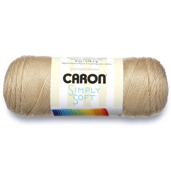 Caron Simply Soft Solids Yarn (4) Medium Gauge 100% Acrylic - 6 oz - Bone- Machine Wash & Dry (H970039703)