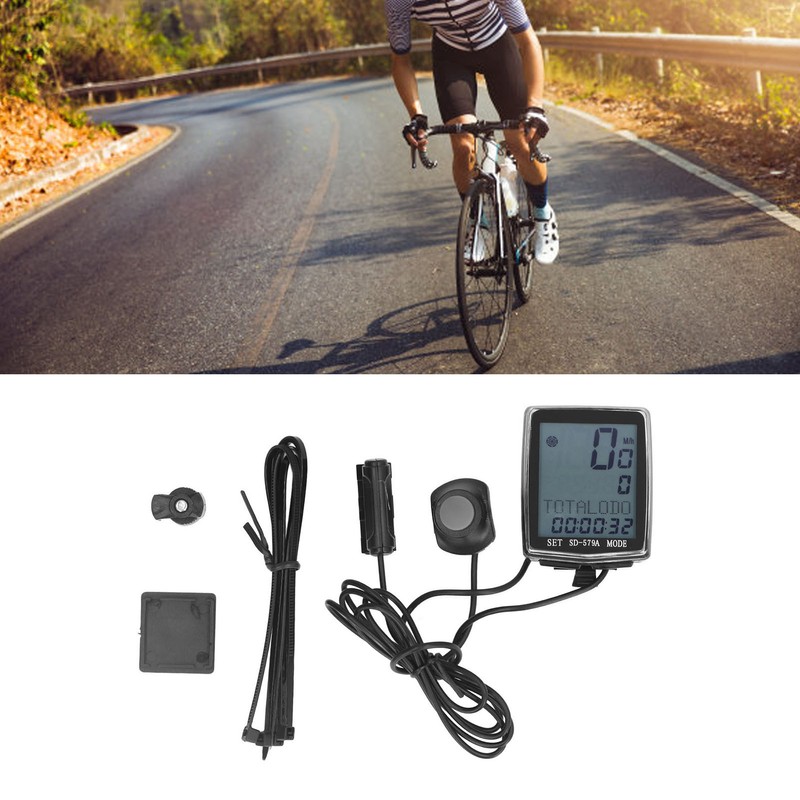 Bike Computer Wired Waterproof Bicycle Odometer Speedometer with Backlight Display