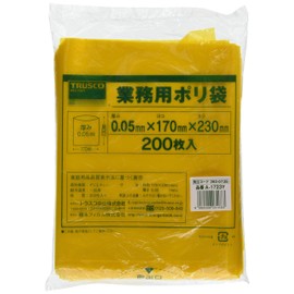 TRUSCO(トラスコ) 小型ポリ袋 縦230×横170×t0.05 黄 200枚入 A-1723Y