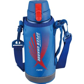 Wahei Freiz RH-1423 Fortec Speed Sports Water Bottle, One-touch Stopper, Direct Bottle, 20.3 fl oz (600 ml), Blue Vacuum Insulated Construction, For Direct Drinking, Cold