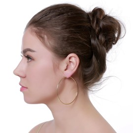 70mm Gold Large Hoop Earrings For Womens Girls Stainless Steel Huggie Hoops Hypoallergenic for Sensitive Ears