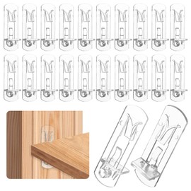 20PCS Plastic Locking Shelf Support Pegs, Transparent Shelf Pins, Self-Locking Cabinet Bracket Clips, Suitable for Kitchen Furniture Bookshelves, 6.9mm Peg x 3/4" Thick Shelve