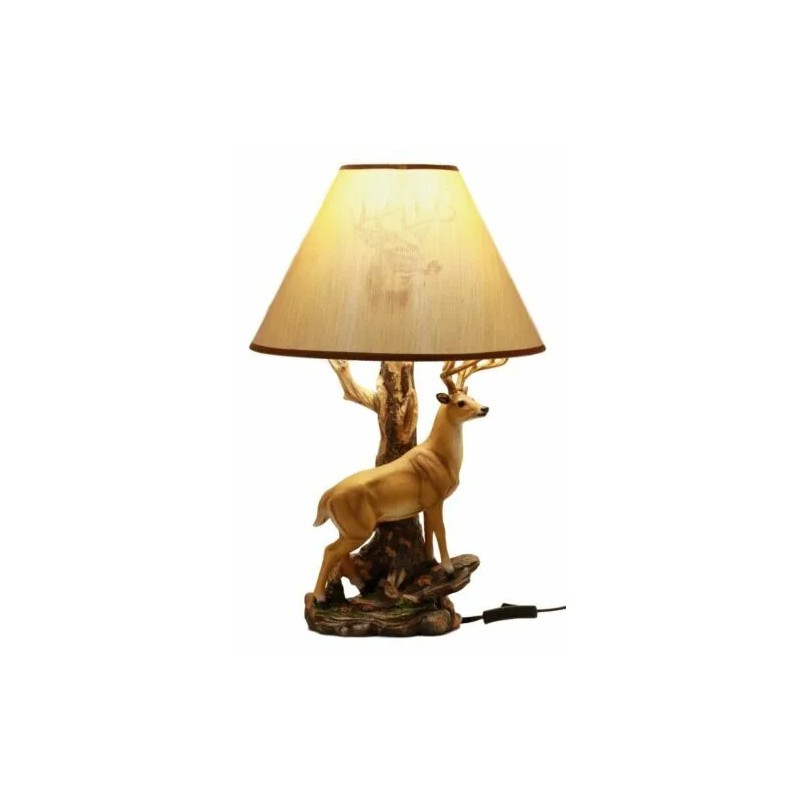 Ebros 12 Point Whitetail Deer Buck Desktop Table Lamp With