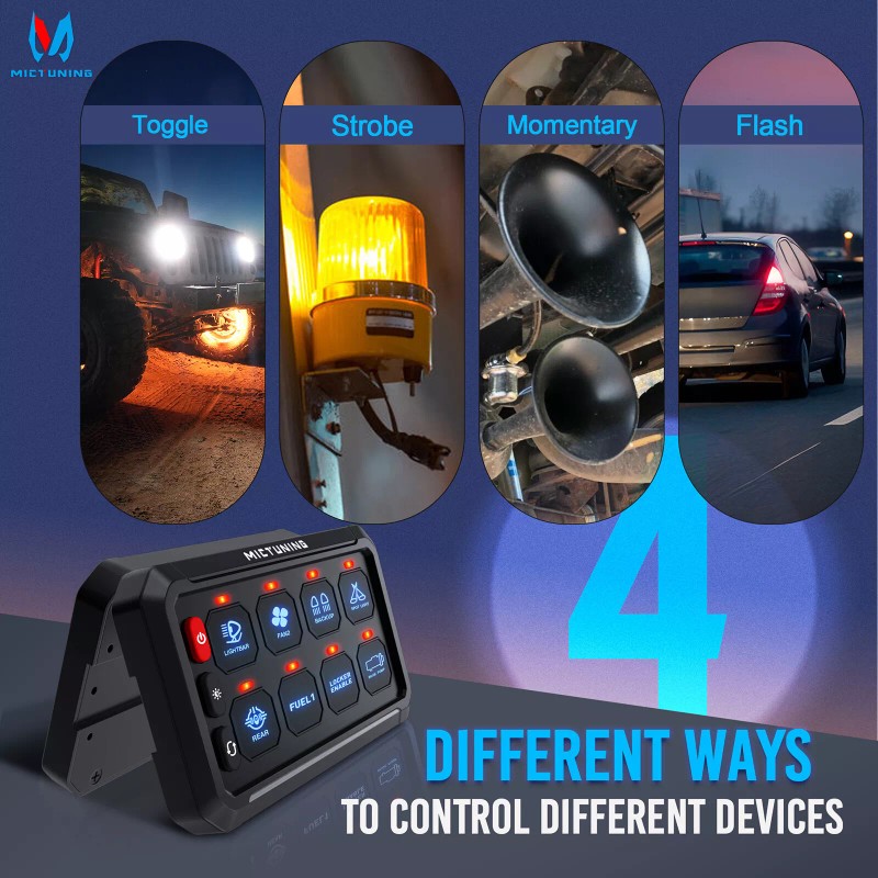 MICTUNING LED Touch Switch Panel 8 Gang Car Marine Boat