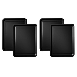Baking Tray for Oven Non-Stick Bakeware Dishwasher and Freezer Safe Black 32cm – Set of 4