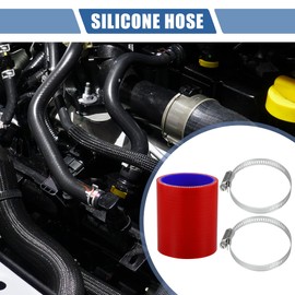 X AUTOHAUX 1 Set 54mm 2.13" ID 76mm 2.99" Length 0 Degree Red Blue Car Silicone Hose with Clamps Coolant Hose Universal