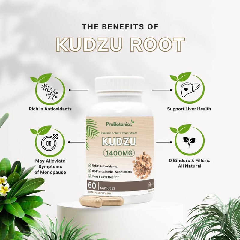 Kudzu Capsules 1400mg (Pueraria Lobata Root) | 40% Isoflavones Content