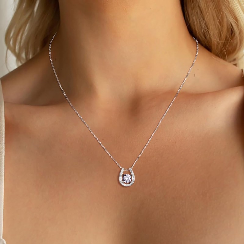 RANDES Alexandrite Horse Shoe Pendant Birthstone Jewelry for Women Sterling