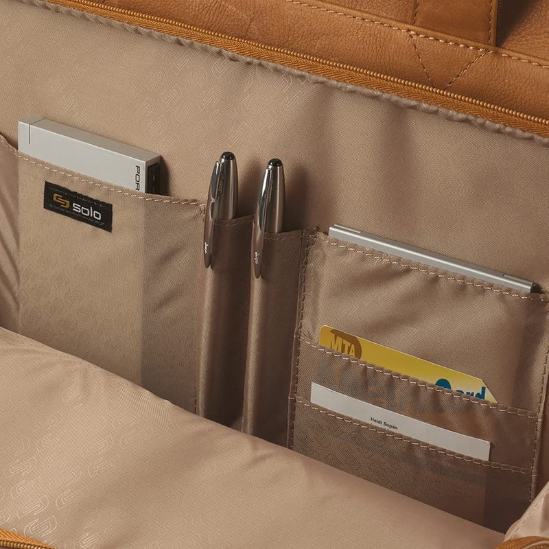 Solo Walker Leather Rolling Laptop Bag, Tan