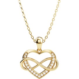 Collar para Mujer Corazón Infinito Plata 925 con Baño de Oro Rosa de 18k y Zirconia Cúbica – Collares para Mujer Elegantes, Dije de Corazón Ideal para Regalos 14 de Febrero, Aniversarios, Mamá, Novia