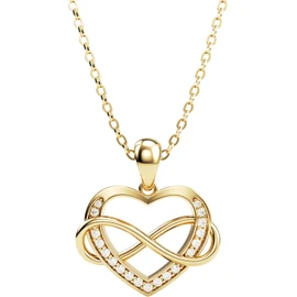 Collar para Mujer Corazón Infinito Plata 925 con Baño de Oro Rosa de 18k y Zirconia Cúbica – Collares para Mujer Elegantes, Dije de Corazón Ideal para Regalos 14 de Febrero, Aniversarios, Mamá, Novia