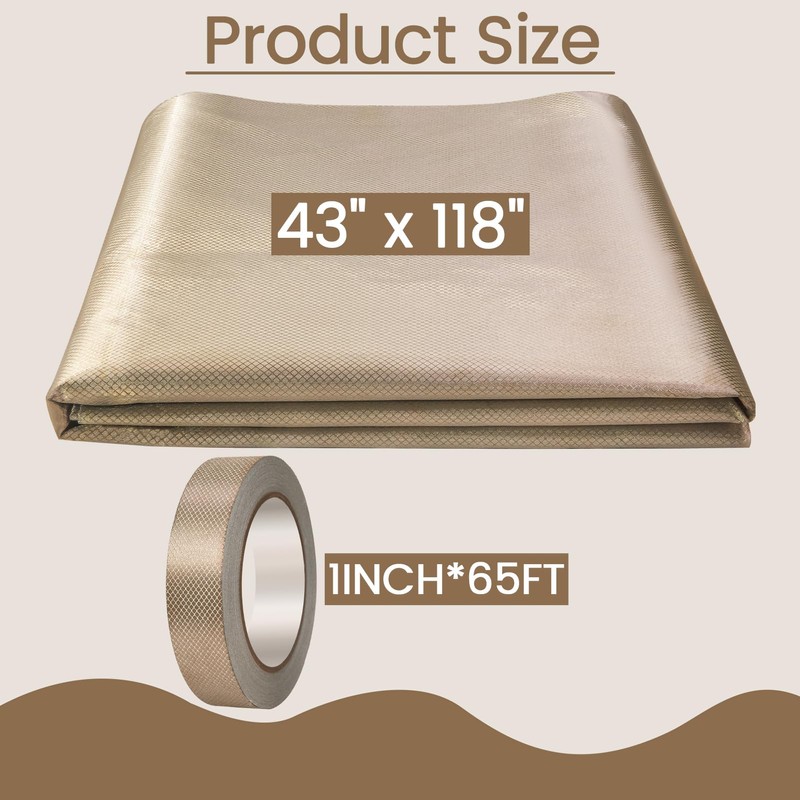 Dingbaayee Faraday Fabric, Faraday Cloth 43”x118” with Faraday Tape Military