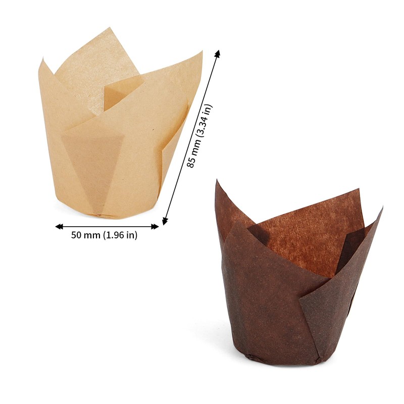JAPCHET 400 PCS Brown and Coffee Tulip Baking Paper Cups,
