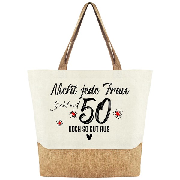 Ysound 30/40/50/60/70/80th Birthday Gift Women Jute Bag - Jute Shopping