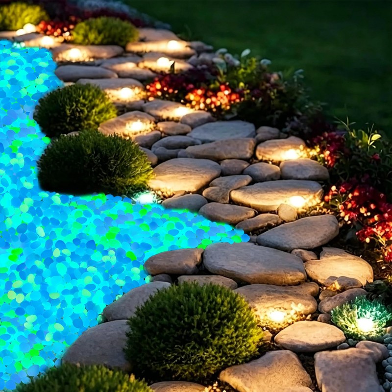900Pcs Mixed Size Glow in The Dark Pebbles Glowing Rocks