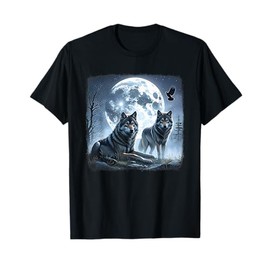 Mystical Wolves Native American Full Moon Mountain 0CAS09 T-Shirt